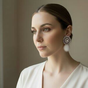 Asinniboine Earrings with real mink fur tassle